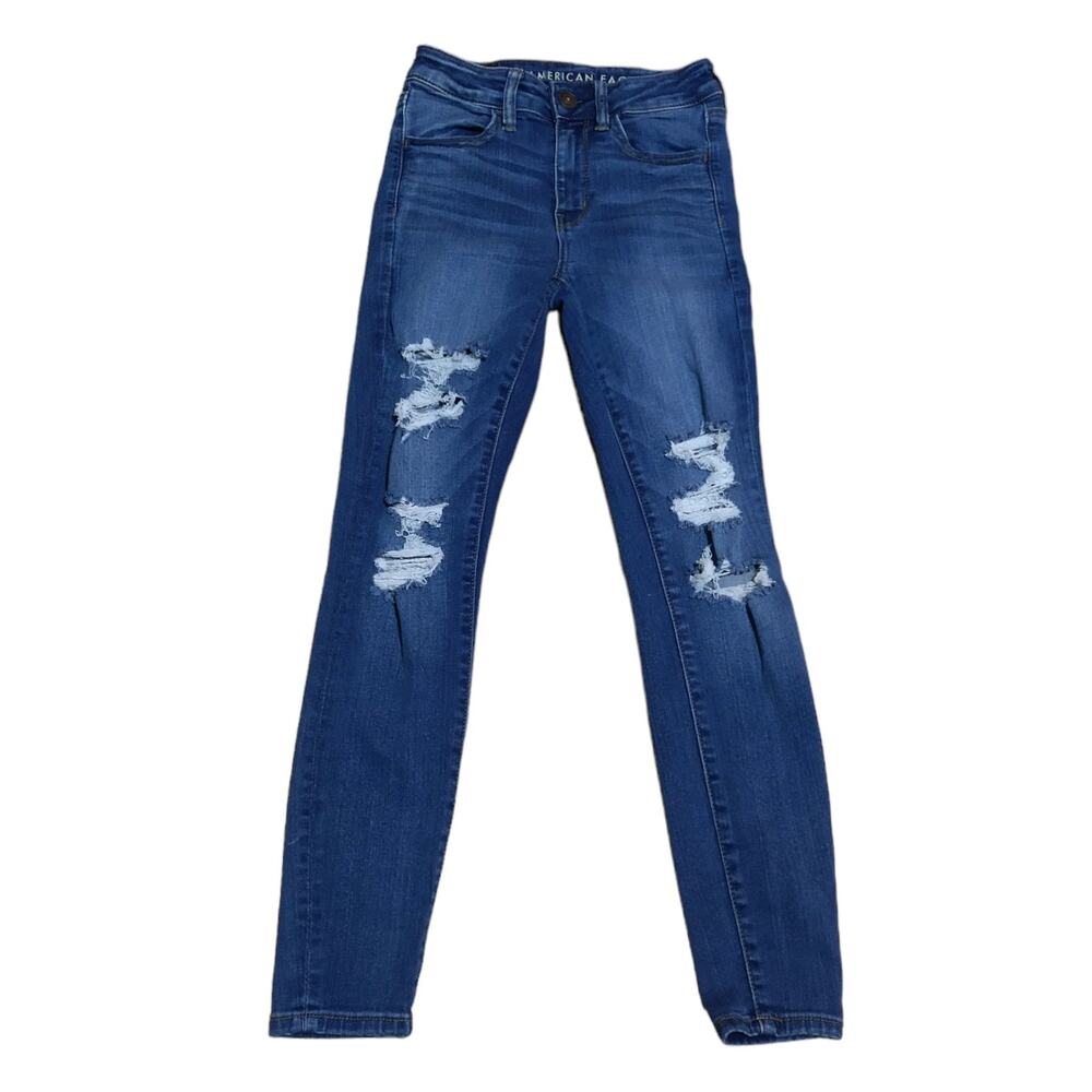 American Eagle Ne(x)t Level Stretch High Rise Ripped Jeggings Jeans 2S
